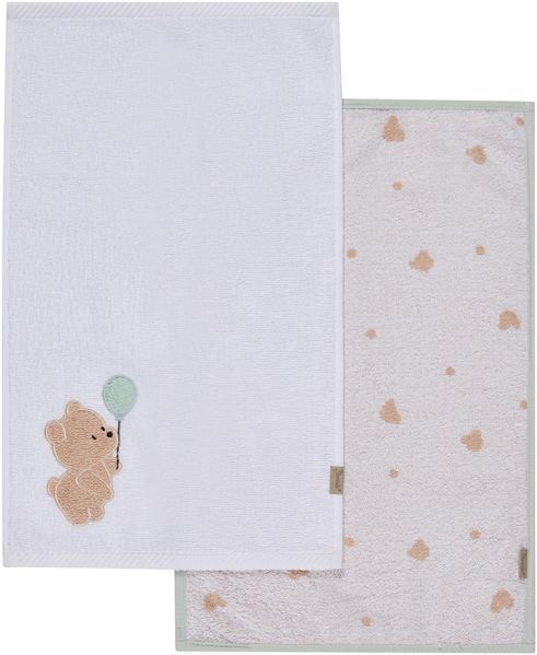 Sterntaler Kinderhandtuch Doppelpack Bär Bo, Baby- und Kinderhandtuch, saugfähige Baumwolle, schöne Webkanten, süße Applikationen, weich und pflegeleicht, 50×30×0,5 cm, weiß