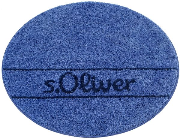 s.Oliver Badematte Allie, Badvorleger, Badezimmer Teppich, Duschvorleger, Höhe 10 mm, rutschhemmend beschichtet, schnell trocknend, strapazierfähig, Polyester, rund, Badteppich, weiche Haptik, unifarben mit s.Oliver Schriftzug