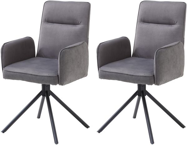 Armlehnstuhl >Solea< (2er Set) drehbar, grau, schwarz - 53x92x59 (BxHxT)