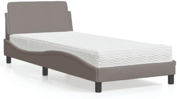 vidaXL Bett mit Matratze Taupe 90x200 cm Stoff 3208328