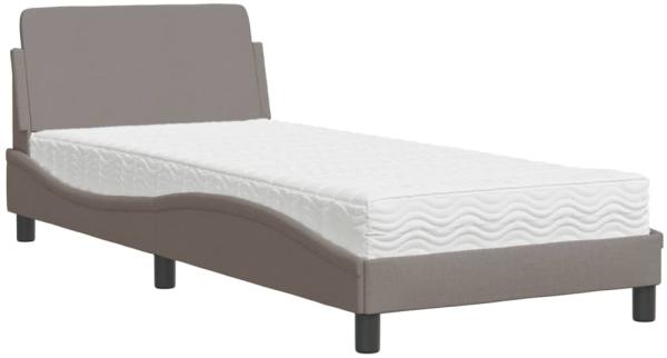 vidaXL Bett mit Matratze "Dover" Taupe 90x200 cm Stoff 3208328