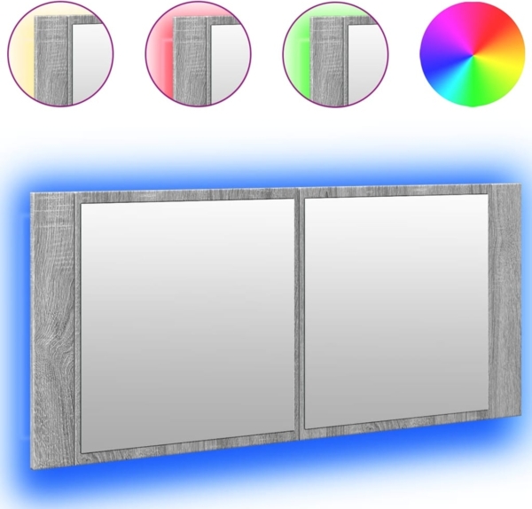 vidaXL LED-Spiegelschrank Grau Sonoma 100x12x45 cm 834960