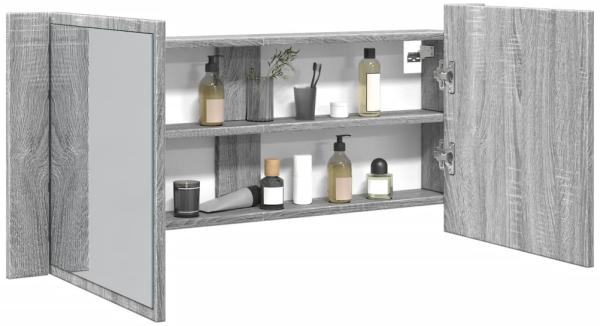 vidaXL LED-Spiegelschrank Grau Sonoma 100x12x45 cm 834960