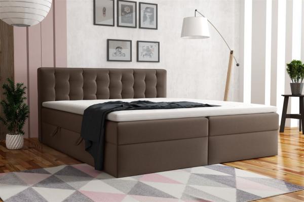 Boxspringbett Schlafzimmerbett DIAGO 180x200cm Stoff Fresh Braun