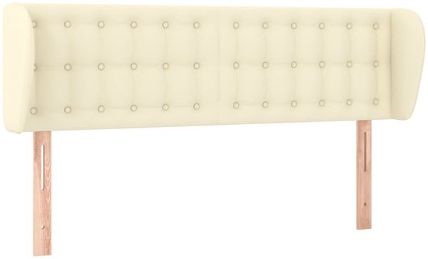 Kopfteil, Bettkopfteil, Minimalistisch mit Ohren Creme 147x23x78/88 cm Kunstleder