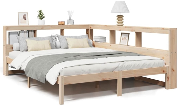 vidaXL Massivholzbett mit Regal ohne Matratze 150x200 cm Kiefernholz 3324314 Bild 1