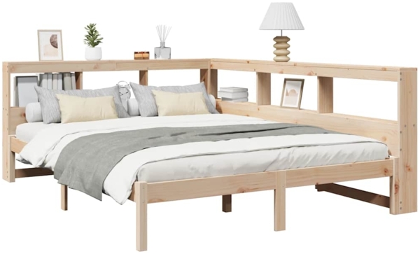 vidaXL Massivholzbett mit Regal ohne Matratze 150x200 cm Kiefernholz 3324314 Bild 2