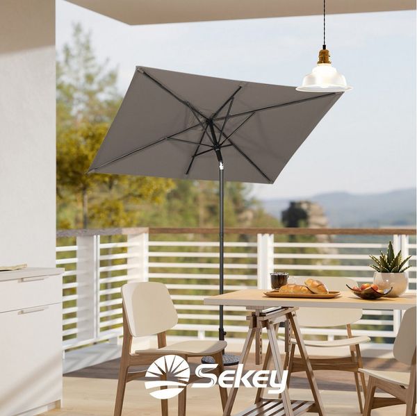 Sekey Balkonschirm 180 x 130 cm Sonnenschirm Rechteckiger Terassenschirm, UPF 50+, LxB: 180,00x130,00 cm, Kippbar, Lüftungsschlitz, rechteckig