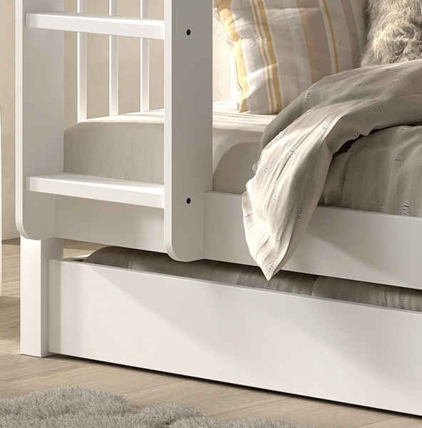 Etagenbett >Buche Massiv< in weiß lackiert - 207,5x175,4x97,5 (BxHxT) Bild 4