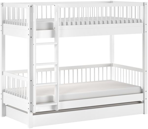 Etagenbett >Buche Massiv< in weiß lackiert - 207,5x175,4x97,5 (BxHxT)