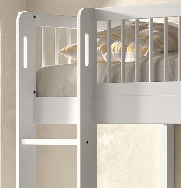 Etagenbett >Buche Massiv< in weiß lackiert - 207,5x175,4x97,5 (BxHxT) Bild 3