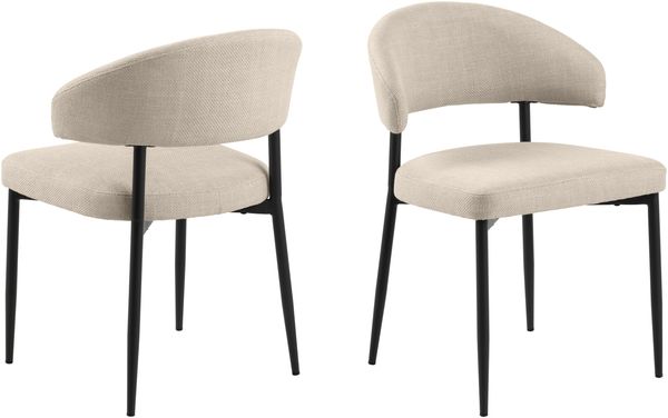 Polsterstuhl >Edina< (2er-Set) in Beige, Polyester,Stahl - 56x77x55cm (BxHxT)