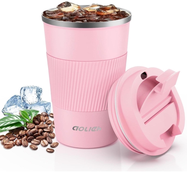 Thermobecher Edelstahl Isolierbecher Travel Mug Kaffeebecher Rosa
