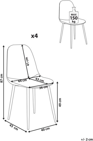 Esszimmerstuhl 4er Set CRANDALL Stoff Hellbeige Bild 2
