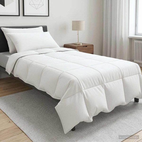 vidaXL Bettwäsche-Set mit Kissen Weiß 155 x 220 cm Polyester, Bambus 3432728