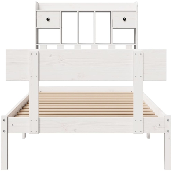 vidaXL Massivholzbett mit Regal ohne Matratze Weiß 75x190 cm Kiefer 3321819 Bild 3