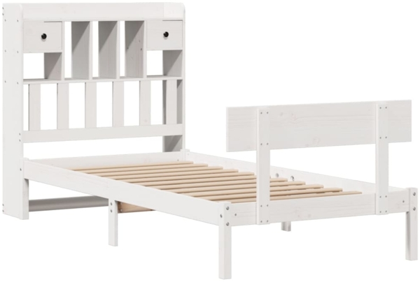 vidaXL Massivholzbett mit Regal ohne Matratze Weiß 75x190 cm Kiefer 3321819 Bild 2