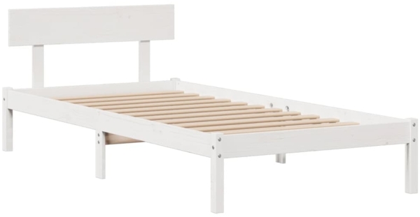 vidaXL Massivholzbett mit Regal ohne Matratze Weiß 75x190 cm Kiefer 3321819 Bild 4