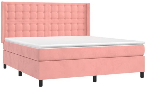 vidaXL Boxspringbett mit Matratze & LED Rosa 180x200 cm Samt 3139822