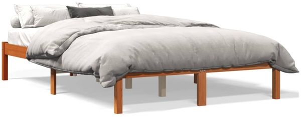 Doppelbett, Betten für Erwachsene, Massivholzbett ohne Matratze Wachsbraun 140x190 cm Kiefernholz de3856