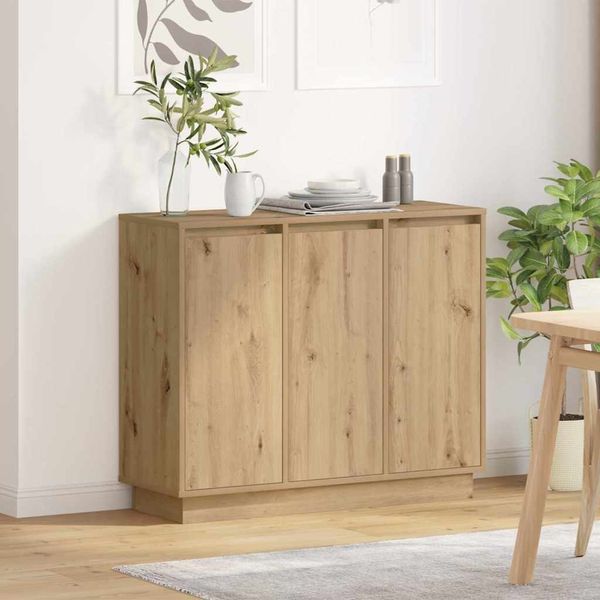 vidaXL LED-Sideboard Artisan-Eiche 90 x 32 x 75 cm Holzwerkstoff 869681