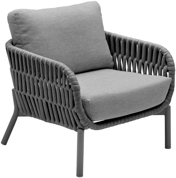 TERRANO Dining-Sessel, Rope in Dunkelgrau, Aluminiumgestell in Anthrazit, inklusive Auflage