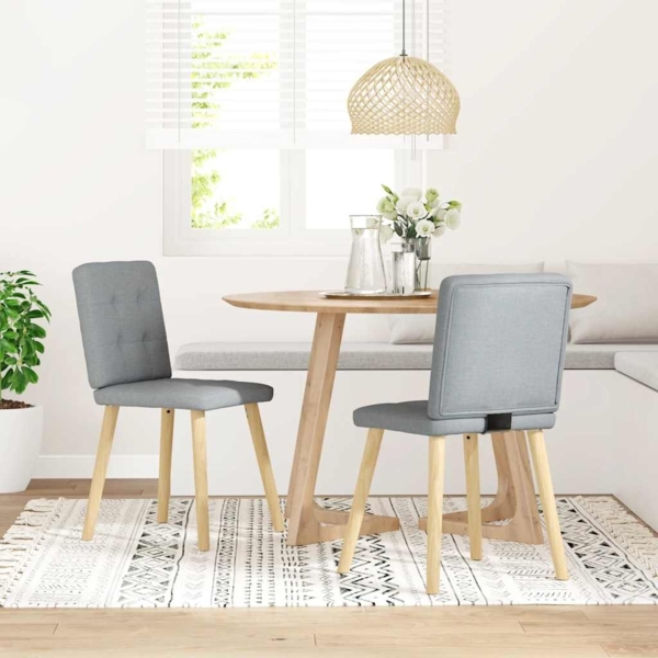 vidaXL Esszimmerstühle 2 Stk. Hellgrau Stoff 4101068