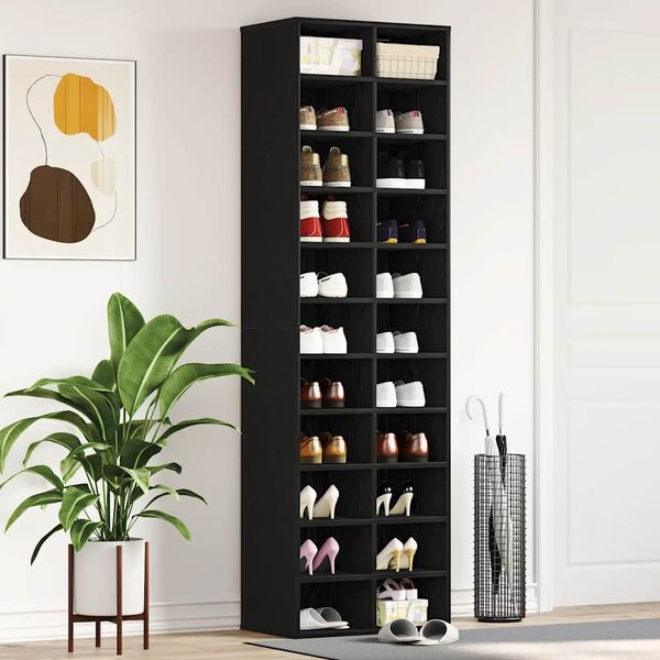 vidaXL Schuhschrank Schwarz Eichen-Optik 54x34x183 cm Holzwerkstoff 859378