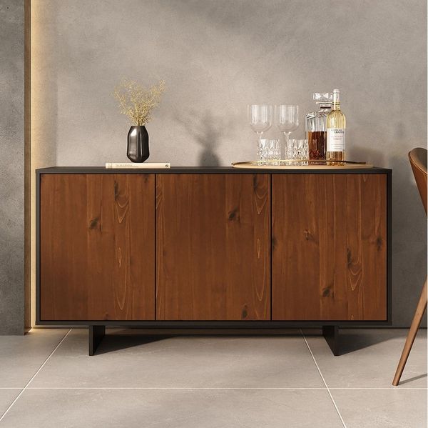 IDIMEX Sideboard ARTO, Kommode mit 3 Türen aus Massivholz Kastanie Finish