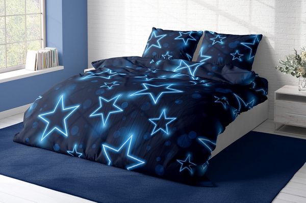 One Home Bettwäsche Motive, Mikrofaser, 3 teilig, Sterne Stars Weltall Galaxie, Knitterfrei Weich für Sommer und Winter