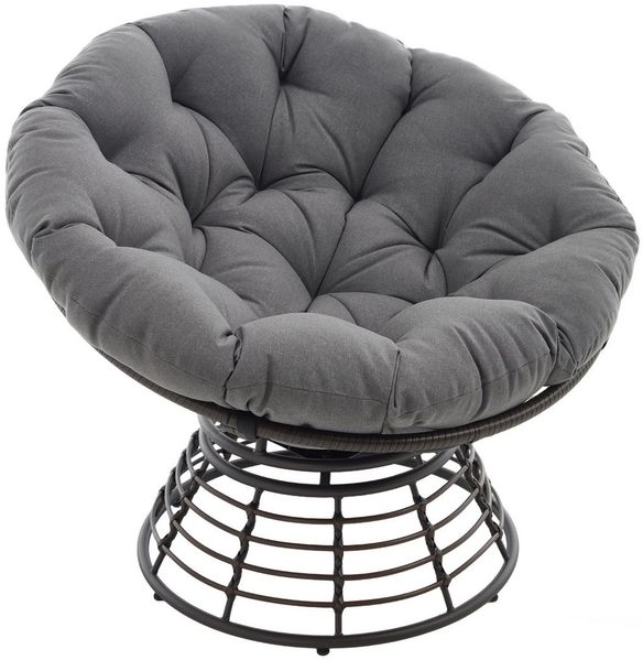 SeedWave Loungesessel 360° Drehbarer Papasan-Sessel Stahlgestell mit 92cm Trennbarem Polster, Relaxsessel für Balkon, Garten, Terrasse