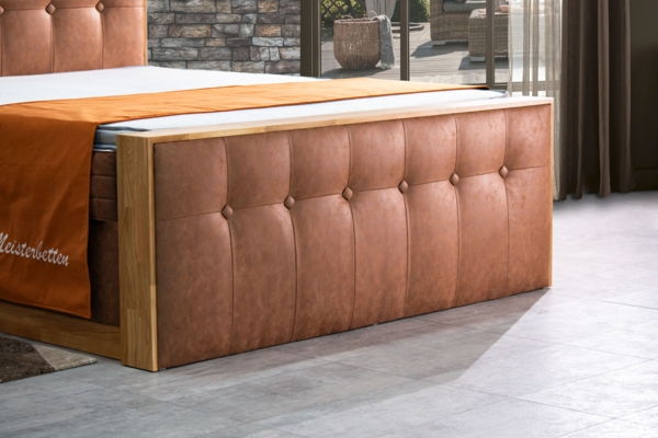 Meisterbetten Boxspringbett Zero3 200x220 in MS-Olive, Matratzenbezug Optiflex, Ergoflex-Topper, mit Fussteil Bild 5