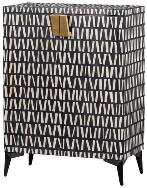 Kommode Menne aus Mangoholz, klassisches Design, modern, schwarz, mit Klapptüren und Einlegeböden