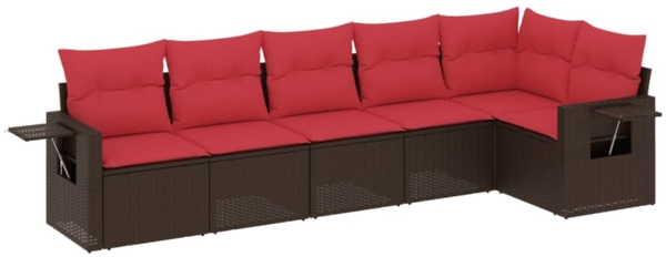 vidaXL 6-teiliges Gartensofa-Set mit Kissen, braun, Polyrattan 3220193