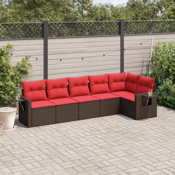 vidaXL 6-teiliges Gartensofa-Set mit Kissen, braun, Polyrattan 3220193