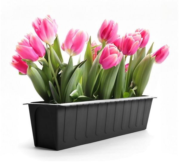 BigDean 4 Stück Paletten Blumenkästen Einsatz in Anthrazit – Pflanzkasten zum Bepflanzen & Dekorieren – Balkonkasten für Kräuter, Blumen & Pflanzen – UV-stabiler & wetterbeständiger Kunststoff