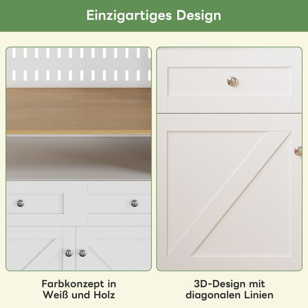 Sideboard Hochschrank 80x40 cm Scheunentor Lochwand Natur Weiss Küchenregal Aufbewahrung 175cm 20kg Bild 8