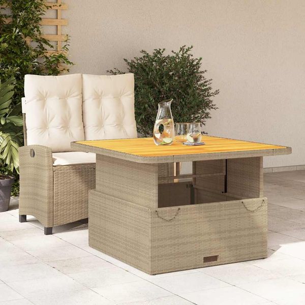 vidaXL 2-tlg. Garten-Essgruppe mit Kissen Beige Poly Rattan 3277415