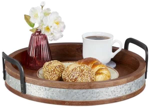 Mangoholz Tablett mit Metallrand