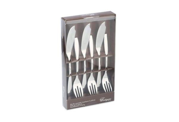 Fontignac Fischbesteck Edelstahl Fischbesteck Fischgabel Fischmesser (6-tlg), 3 Personen, Edelstahl, 6 teilig für 3 Personen