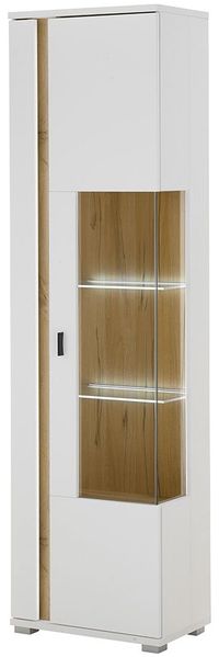 Vitrine Leander / Long Island, Holzwerkstoff, Weiß, Holzfarben, 55 x 200 x 35 cm