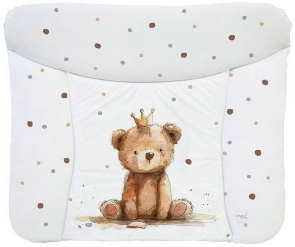 Ceba Baby® weiche Wickelauflage 75x72 cm - Doppelseitige Baby Wickelunterlage - Wickeltischauflage für Junge und Mädchen - Wasserdicht, abwaschbar - OEKO-TEX - Made in EU - Prinz Bär