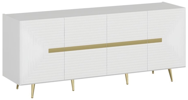 Vente-unique - Sideboard mit 4 Türen - MDF - Weiß & Goldfarben - MOLYA von Pascal Morabito Bild 3