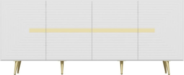 Vente-unique - Sideboard mit 4 Türen - MDF - Weiß & Goldfarben - MOLYA von Pascal Morabito Bild 2