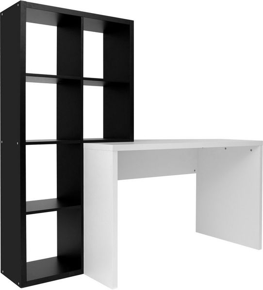 OTTO home Regal-Schreibtisch Triest, Computertisch mit Raumtrenner, Breite 156 cm, Regalelement flexibel montierbar, 6 Fächer, Tischbreite 120 cm