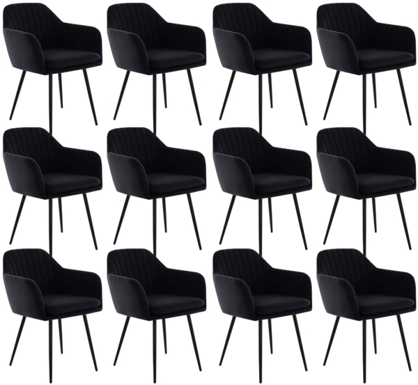12er Set Sesselstuhl Lia - Samtvelour Schwarz