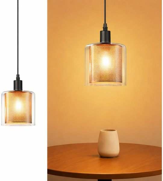 ZMH Pendelleuchte Esszimmer Vintage Pendellampe mit Doppeltem Schirm 1/3/4 Flammig Flur, ohne Leuchtmittel, E14 Esstischlampe Glas Metall Esszimmerlampe Industial für Wohnzimmer