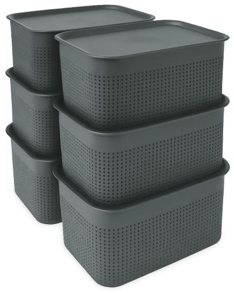 Relaxdays Aufbewahrungsbox mit Deckel 6er Set