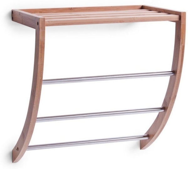 Handtuchhalter + Badablage, 2 in 1, Verbindung von Bambus und Stahl, ZELLER