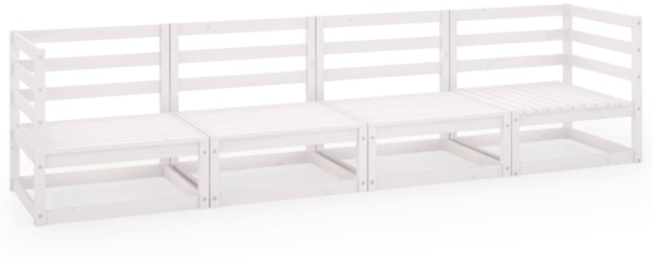 vidaXL Outdoor-Sofa 4-Sitzer Weiß Massivholz Kiefer 3075360
